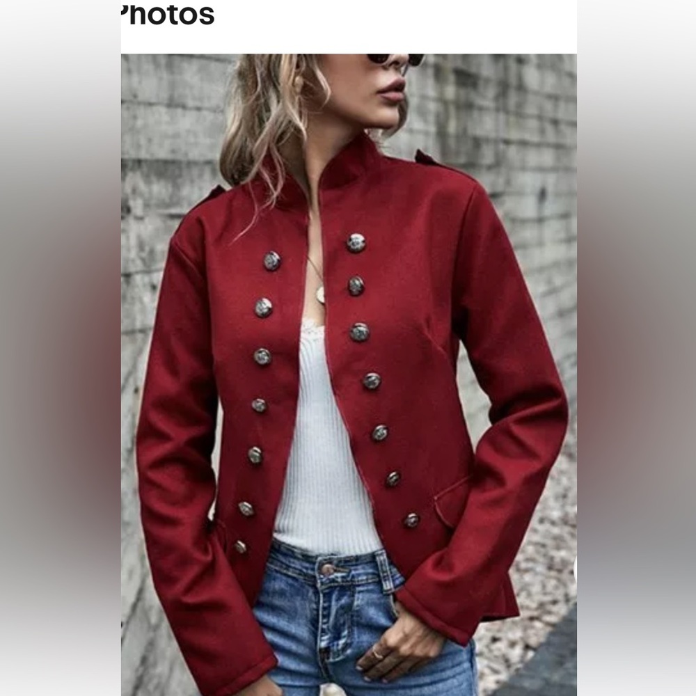 CouerDEVague- maroon dbl breasted blazer - 2XL
